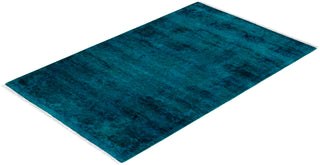 Contemporary Fine Vibrance Blue Wool Area Rug - 3' 2" x 5' 2"