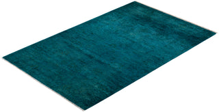 Contemporary Fine Vibrance Blue Wool Area Rug - 3' 3" x 5' 3"