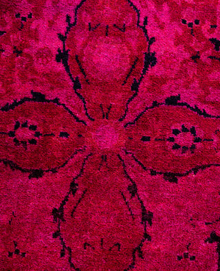Contemporary Overdyed Wool Hand Knotted Pink Area Rug 3' 3" x 5' 3"