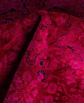 Contemporary Overdyed Wool Hand Knotted Pink Area Rug 3' 3" x 5' 3"