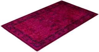 Contemporary Overdyed Wool Hand Knotted Pink Area Rug 3' 3" x 5' 3"