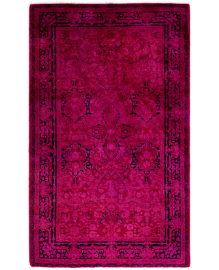 Contemporary Overdyed Wool Hand Knotted Pink Area Rug 3' 3" x 5' 3"