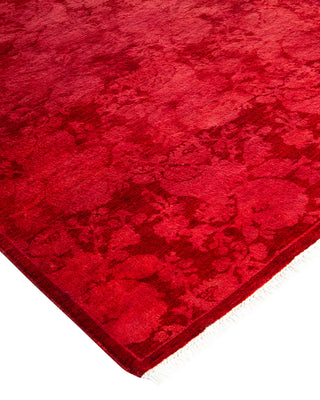 Modern Overdyed Hand Knotted Wool Pink Runner 2' 7" x 7' 9"