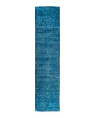 Fine Vibrance, One-of-a-Kind Hand-Knotted Runner Rug  - Blue, 2' 9" x 12' 4"