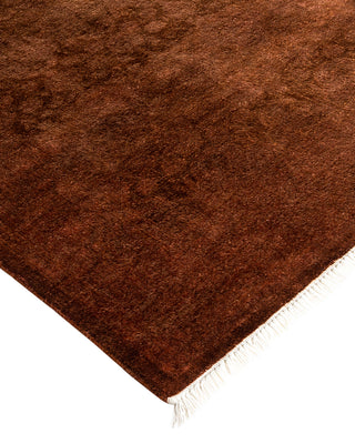 Modern Overdyed Hand Knotted Wool Brown Runner 2' 6" x 10' 4"