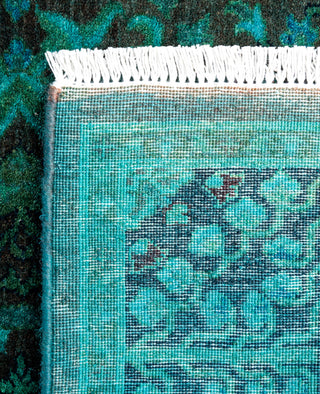Contemporary Overdyed Wool Hand Knotted Green Runner 2' 8" x 10' 7"