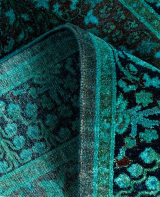 Contemporary Overdyed Wool Hand Knotted Green Runner 2' 8" x 10' 7"