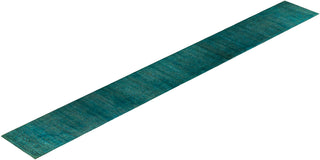 Contemporary Hand-Knotted Overdyed Blue Runner 2' 8" x 21' 7"