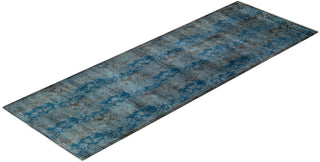 Contemporary Hand Knotted Overdyed Gray Runner 2' 9" x 7' 10"