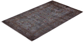 Modern Overdyed Hand Knotted Wool Gray Area Rug 2' 7" x 4' 4"