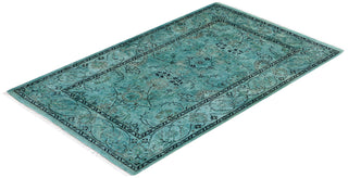 Contemporary Hand Knotted Overdyed Blue Area Rug 2' 7" x 4' 2"