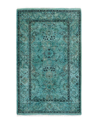 Contemporary Fine Vibrance Blue Wool Area Rug 2' 7" x 4' 2"