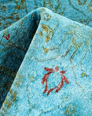 Contemporary Hand Knotted Overdyed Blue Area Rug 2' 8" x 4' 3"
