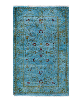 Contemporary Fine Vibrance Blue Wool Area Rug 2' 8" x 4' 3"