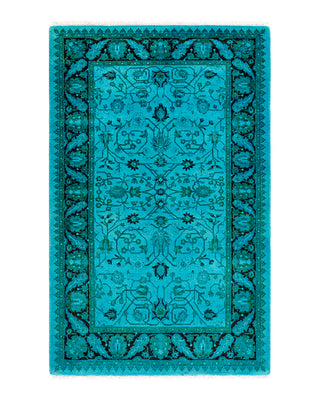Contemporary Fine Vibrance Blue Wool Area Rug 2' 9" x 4' 4"