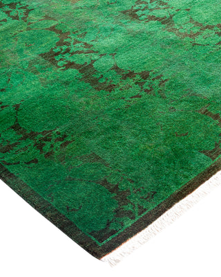 Contemporary Overyed Wool Hand Knotted Green Area Rug 2' 9" x 4' 1"