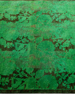 Contemporary Overyed Wool Hand Knotted Green Area Rug 2' 9" x 4' 1"