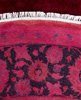 Contemporary Overdyed Wool Hand Knotted Pink Round Area Rug 9' 1" x 9' 1"