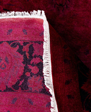 Contemporary Overdyed Wool Hand Knotted Pink Round Area Rug 9' 1" x 9' 1"