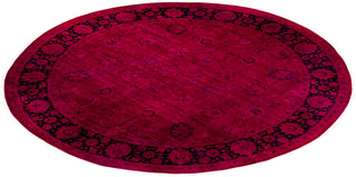 Contemporary Overdyed Wool Hand Knotted Pink Round Area Rug 9' 1" x 9' 1"