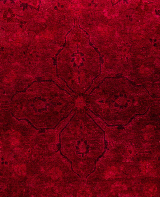 Contemporary Overdyed Wool Hand Knotted Red Round Area Rug 7' 1" x 7' 1"