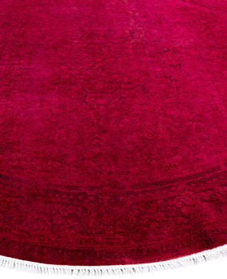 Contemporary Overdyed Wool Hand Knotted Red Round Area Rug 7' 1" x 7' 1"