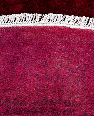 Contemporary Overdyed Wool Hand Knotted Red Round Area Rug 7' 1" x 7' 1"