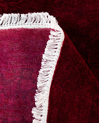 Contemporary Overdyed Wool Hand Knotted Red Round Area Rug 7' 1" x 7' 1"