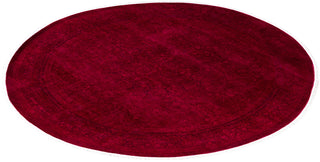 Contemporary Overdyed Wool Hand Knotted Red Round Area Rug 7' 1" x 7' 1"