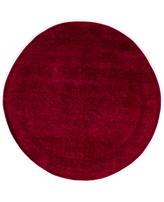 Contemporary Overdyed Wool Hand Knotted Red Round Area Rug 7' 1" x 7' 1"