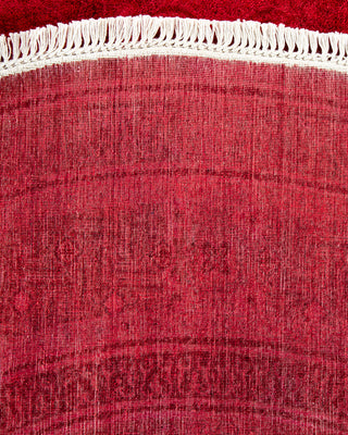 Modern Overdyed Hand Knotted Wool Red Round Area Rug 6' 1" x 6' 1"
