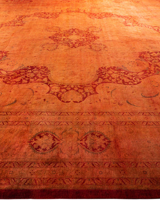 Overdyed Hand-Knotted Orange Area Rug 12' 4" x 16' 10"