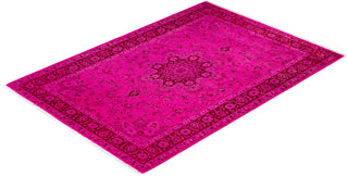 Overdyed Hand-Knotted Wool Modern-Contemporary Pink Area Rug 4' 7" x 6' 10"