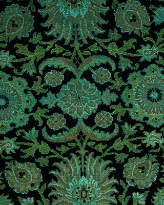 Contemporary Hand-Knotted Overdyed Black Runner 2' 7" x 17' 10"