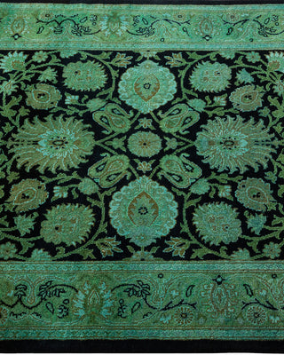 Contemporary Hand-Knotted Overdyed Black Runner 2' 7" x 17' 10"