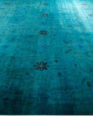 Overdyed Hand-Knotted Blue Area Rug 12' 1" x 15' 3"