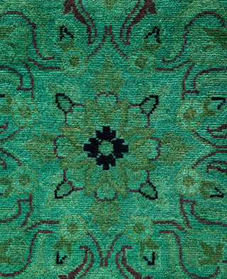 Overdyed Hand-Knotted Wool Modern-Contemporary Green Area Rug 8' 1" x 10' 3"