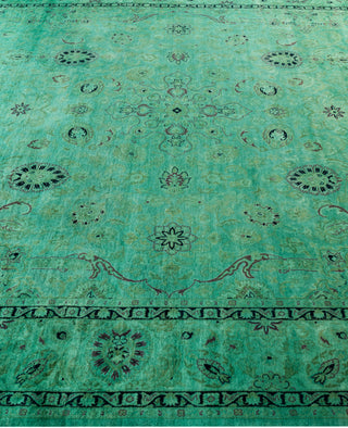 Overdyed Hand-Knotted Wool Modern-Contemporary Green Area Rug 8' 1" x 10' 3"