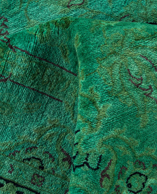 Overdyed Hand-Knotted Wool Modern-Contemporary Green Area Rug 8' 1" x 10' 3"