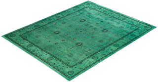 Overdyed Hand-Knotted Wool Modern-Contemporary Green Area Rug 8' 1" x 10' 3"