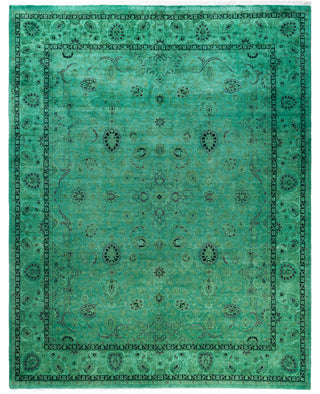 Overdyed Hand-Knotted Wool Modern-Contemporary Green Area Rug 8' 1" x 10' 3"