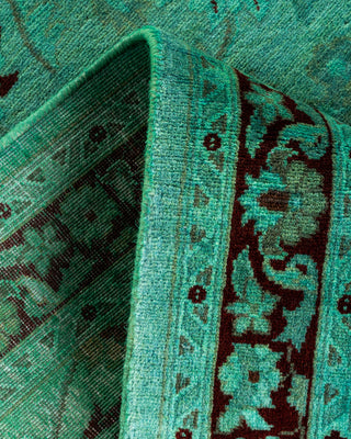 Contemporary Hand Knotted Overdyed Green Runner 2' 6" x 12' 4"