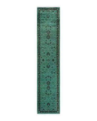 Contemporary Fine Vibrance Green Wool Area Rug 2' 6" x 12' 4"