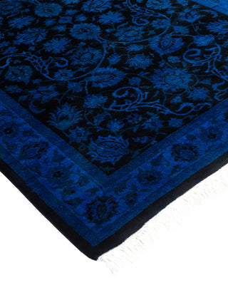 Modern Overdyed Hand Knotted Wool Blue Runner 2' 7" x 8' 7"
