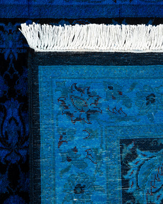 Modern Overdyed Hand Knotted Wool Blue Runner 2' 7" x 8' 7"