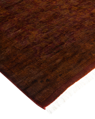 Contemporary Hand Knotted Overdyed Brown Runner 2' 5" x 10' 10"