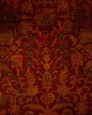 Contemporary Hand Knotted Overdyed Brown Runner 2' 5" x 10' 10"