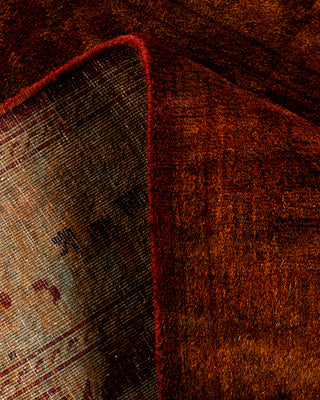 Contemporary Hand Knotted Overdyed Brown Runner 2' 5" x 10' 10"