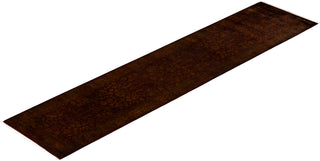 Contemporary Hand Knotted Overdyed Brown Runner 2' 5" x 10' 10"