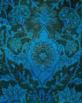 Contemporary Hand Knotted Overdyed Blue Runner 2' 7" x 9' 3"